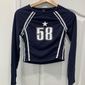 SHEIN Navy and White Long Sleeve Top